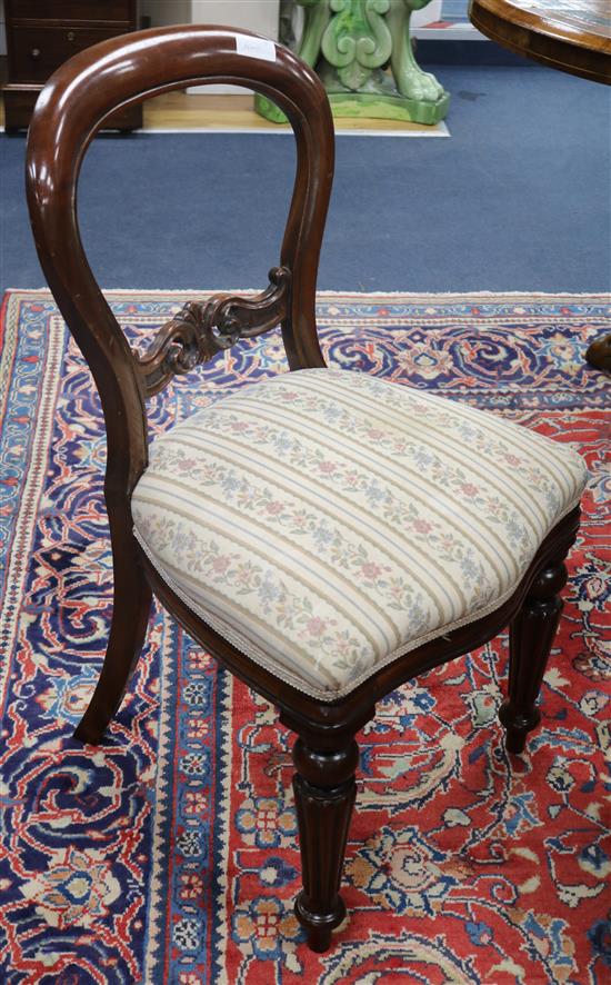 Six Victorian style balloon back dining chairs